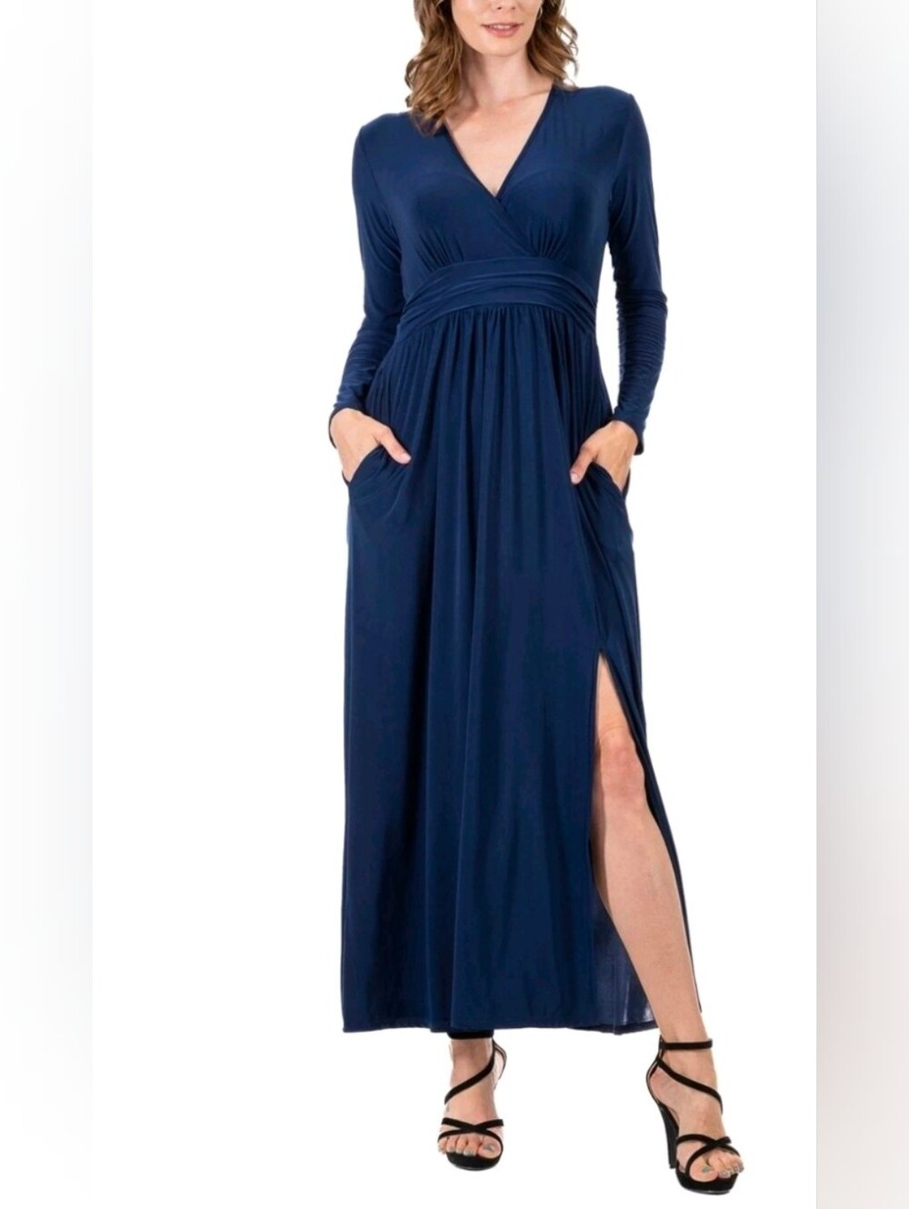 Nwt 24seven Comfort Apparel Womens Side Slit Dress Size 2X Navy